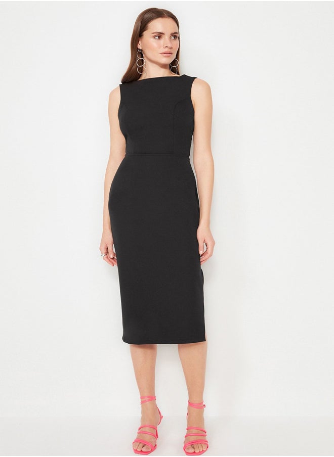 trendyol - Black Fitted Woven Elegant Evening Dress TPRSS21EL0023 - Image 1