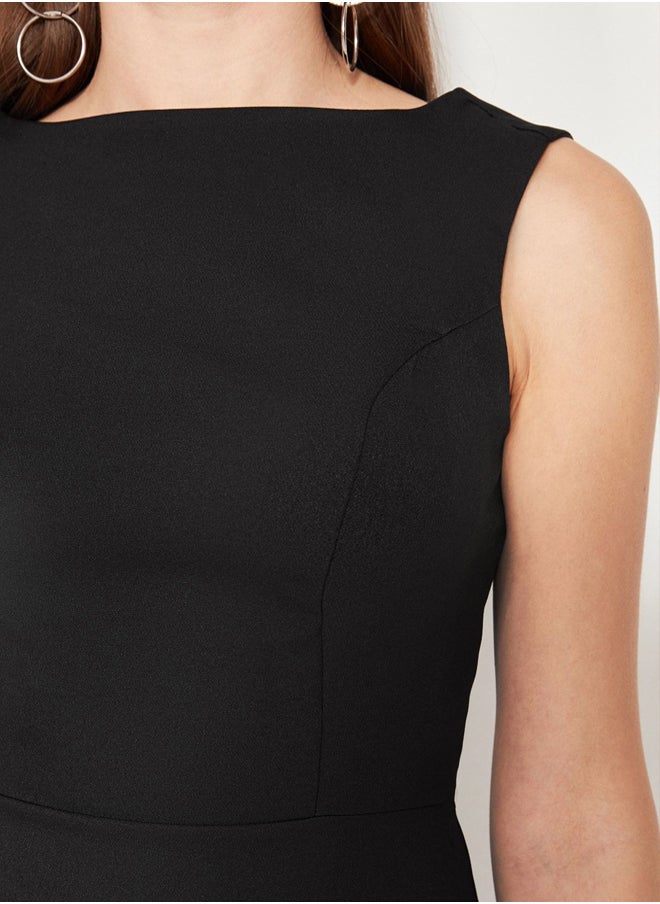 trendyol - Black Fitted Woven Elegant Evening Dress TPRSS21EL0023 - Image 1
