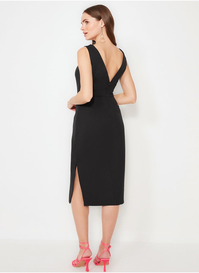trendyol - Black Fitted Woven Elegant Evening Dress TPRSS21EL0023 - Image 1