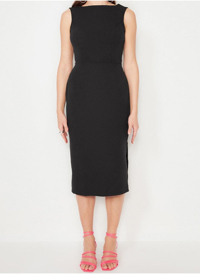 trendyol - Black Fitted Woven Elegant Evening Dress TPRSS21EL0023 - Image 1