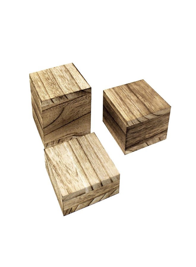 MOOCA 3-Piece Wooden Square Risers for Display Jewelry and Accessories Stand, Wood Display Stand, Oak Color - Image 5
