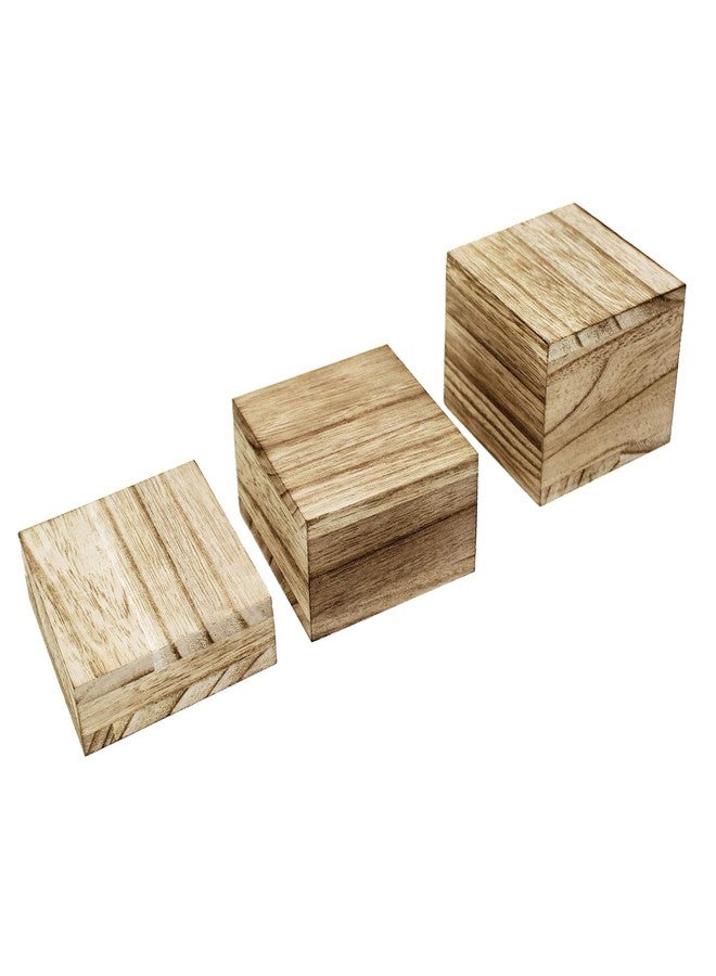 MOOCA 3-Piece Wooden Square Risers for Display Jewelry and Accessories Stand, Wood Display Stand, Oak Color - Image 4