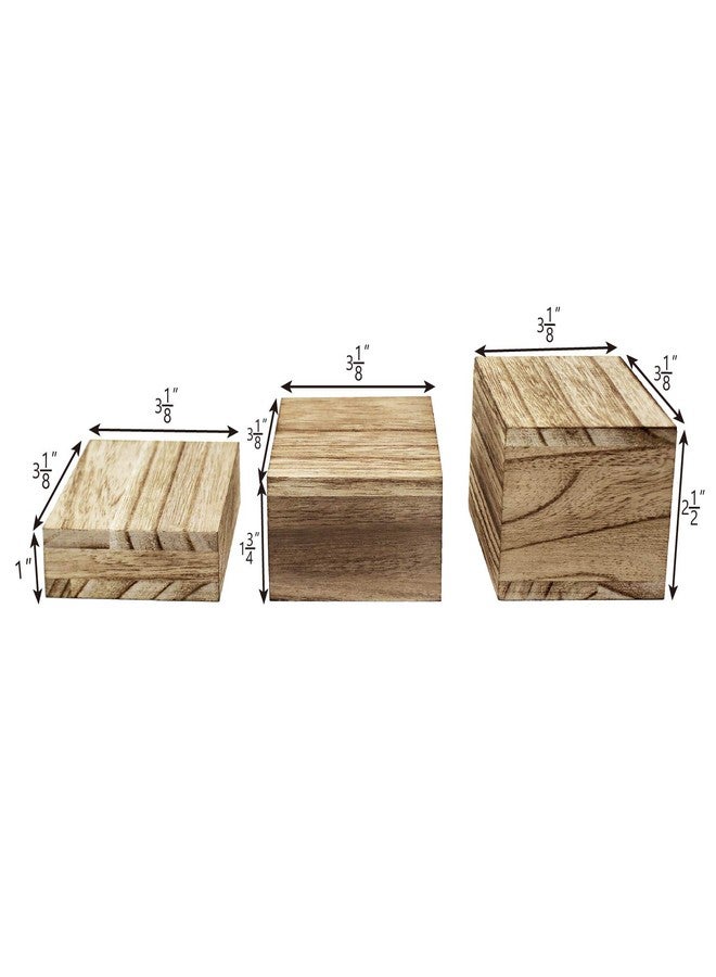 MOOCA 3-Piece Wooden Square Risers for Display Jewelry and Accessories Stand, Wood Display Stand, Oak Color - Image 2