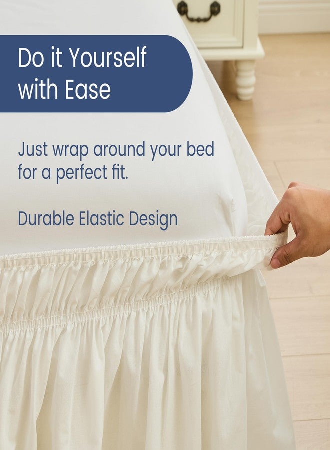 BISELINA Wrap Around Bed Skirts 17" Drop, Cotton Adjustable Elastic Dust Ruffles Easy Fit Wrinkle & Fade Resistant Soft Cozy Elegant Luxurious Bedding - White, Queen Size - Image 4