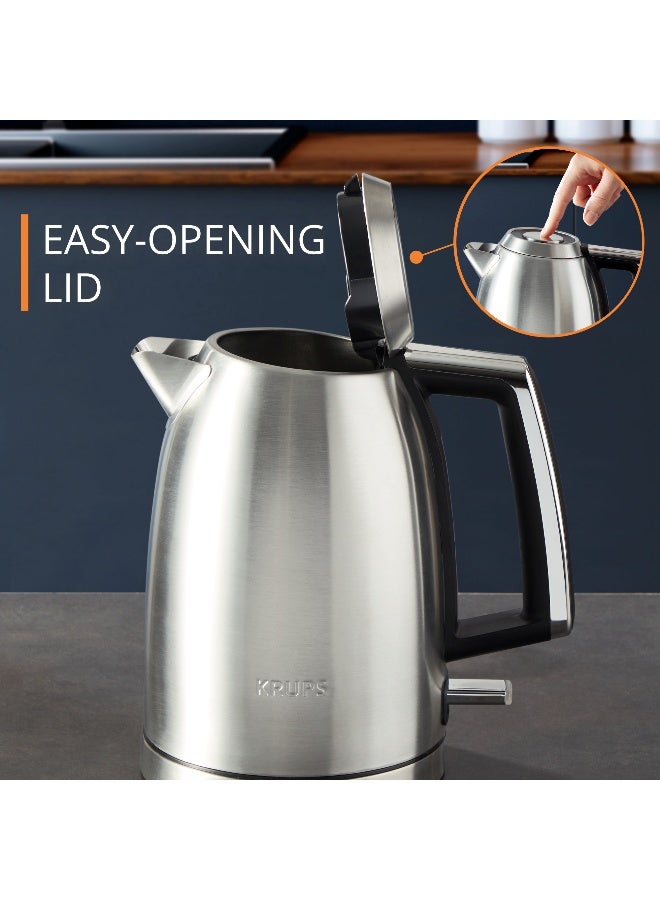 KRUPS Excellence Kettle | 1.7 L Capacity | 2400W | Easy-Open Lid | Precision Spout | 360° Rotational Base | Visible Water Level | Brushed Metal Finish | Bw552Dm0 1.7 L 2400 W BW552DM0 Stainless steel - Image 4