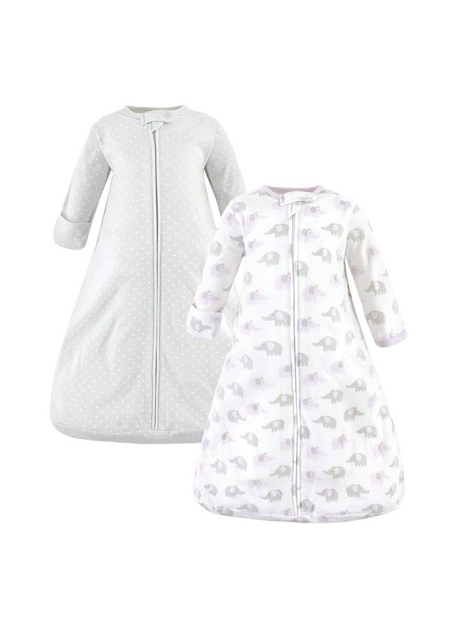 Hudson Baby Unisex Baby Cotton Wearable Sleeping Bag, Sack, Blanket, Lilac Elephants Long Sleeve, 18-24 Months - Image 1