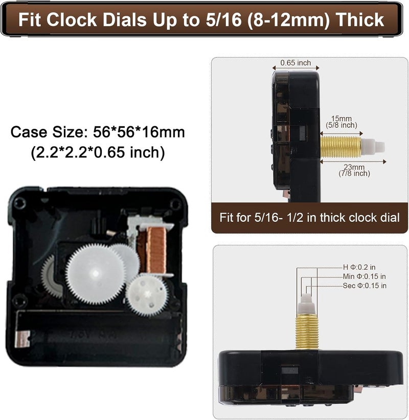 FACULX 15 Pack Clock Mechanism Replacement Kit with 19 Pairs Clock Hands, Replacement and Custom Clock Clock Movement Motor Kit for Clock Repair (Thread Length 3/4 inch) - Image 2
