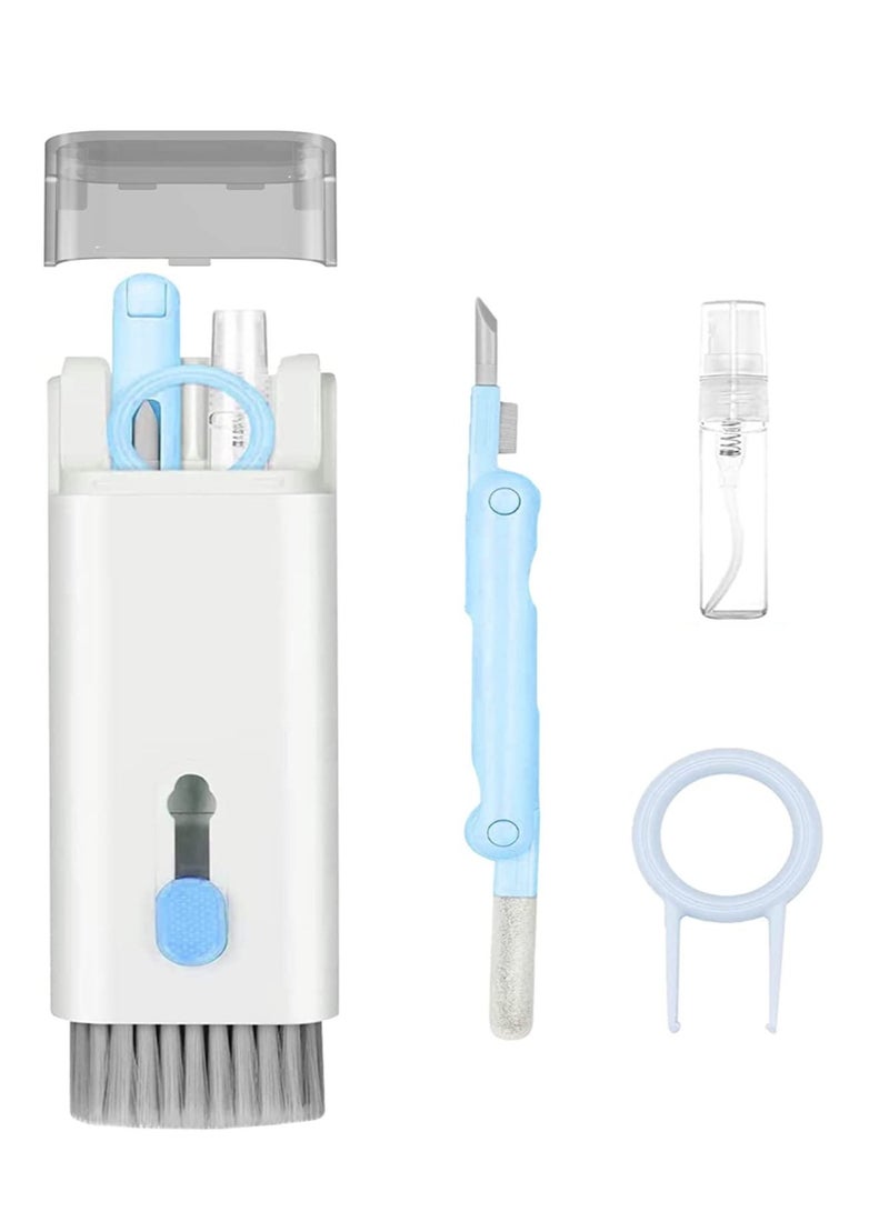 ELTRAZONE 7 in 1 Computer Keyboard Cleaning Brush Set Earbuds Cleaning Pen Wireless Bluetooth Headset Charging Box Electronics Keyboard Cleaning Tools Cleaner Keycap Puller Kit (Blue) - Image 1