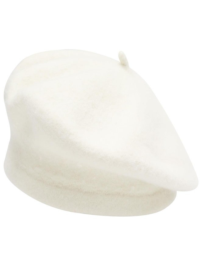 ZLYC Wool Kids Beret Hat Girls Solid Color Artist French Beret Cap, Solid White - Image 5