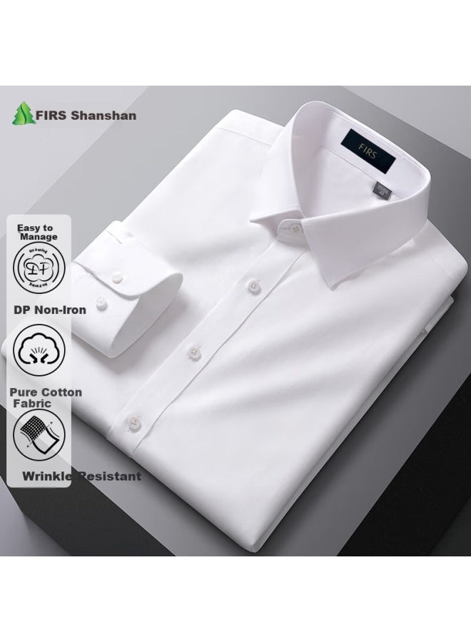 Firs Dp Non-Iron 100% Cotton Wrinkle-Resistant Men'S Long Sleeve Shirt Men'S Business Casual Long Sleeve Shirt Pure Cotton Undershirt For Work - Image 2
