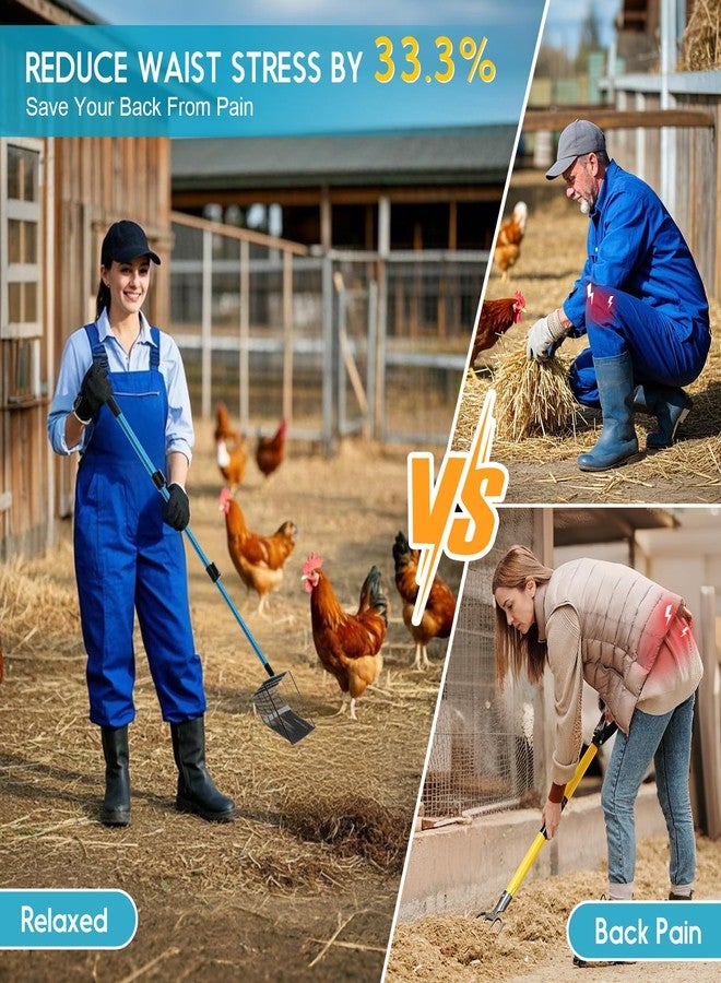 بولاردوك مجرفة ومجرفة بولاردك لفضلات الدجاج: مجرفة متينة من الفولاذ المقاوم للصدأ، مزودة بغربال رملي ومقبض قابل للتعديل لتنظيف حظائر الدجاج وفضلات الحيوانات الأليفة (22-41 بوصة) | مستلزمات الدجاج - Image 3