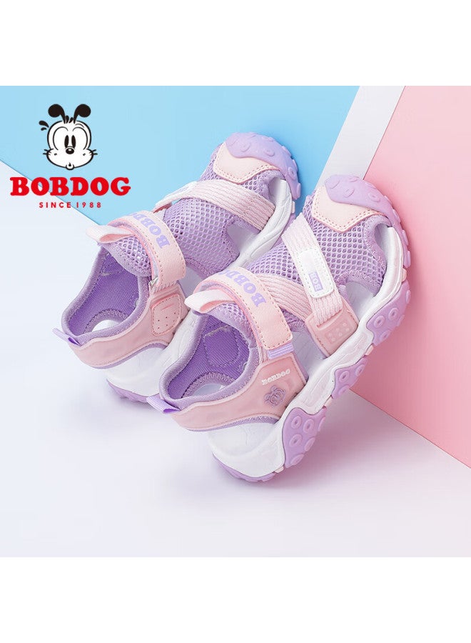 Bobdog Children's Shoes, Girls' Closed-toe Beach Sandals, Summer Soft-soled Fashionable Kids' Sandals, 105532008, Light Pink/pink Purple, Size 28 - Image 1