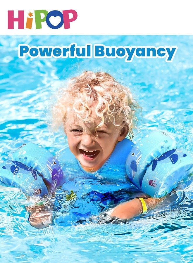 HIPOP Toddler Swim Vest, Toddler Floaties Fit 13-30 Lbs, Swim Trainer Vests with Adjustable Strap & Whistle, Pool Float Jacket Arm Floaties Baby Floatie Water Wing, Pool Sea Swimming Aid (Blue Shark) - Image 5