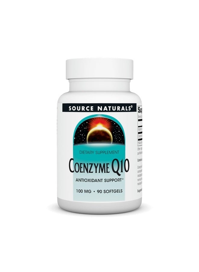 Source Naturals دعم مضادات الأكسدة كوانزيم Q10 100 ملغ للقلب والدماغ والمناعة والكبد - 90 كبسولة لينة - Image 1
