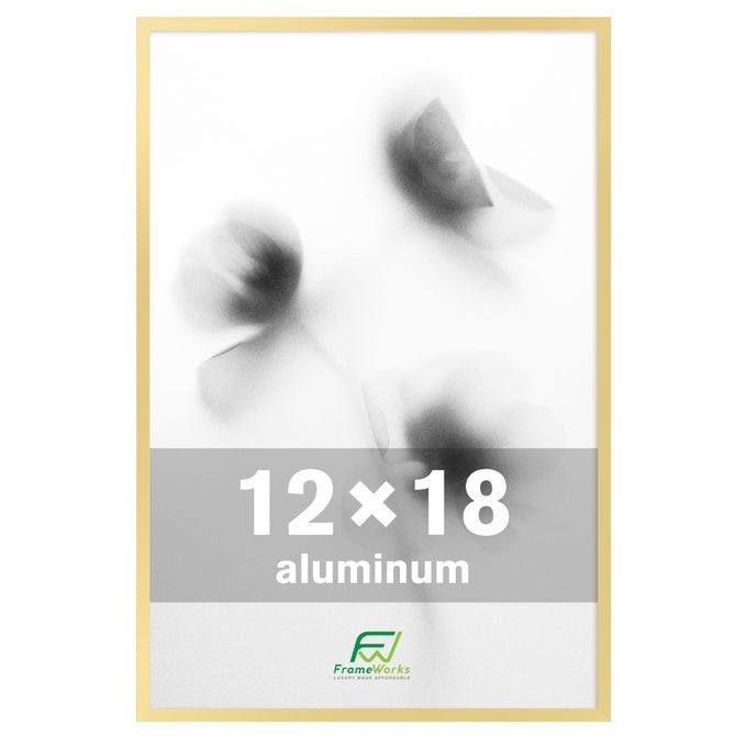 12x18 Brushed Aluminum Poster Frames Modern Brushed Metal Design wShatterproof Plexiglass Perfect for Posters Artwork Paintings Wall Displays Home or Office Decor Gold 1 Pack