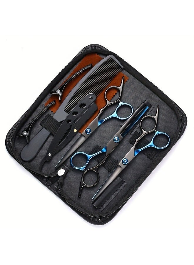 Hair Cutting Tool Set,Professional Stainless Steel Hair Cutting Scissors Set,Hairdressing Shears Set with Straight and Thinning Shears,Comb,Straight Razor - Image 1