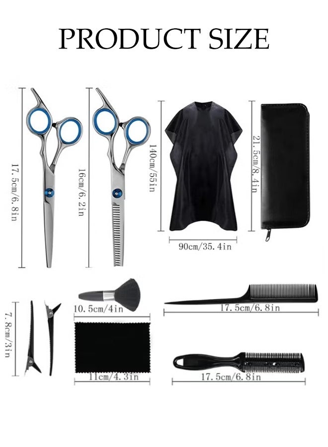 Hair Cutting Tool Set,Professional Stainless Steel Hair Cutting Scissors Set,Hairdressing Shears Set with Straight and Thinning Shears,Comb,Straight Razor - Image 2