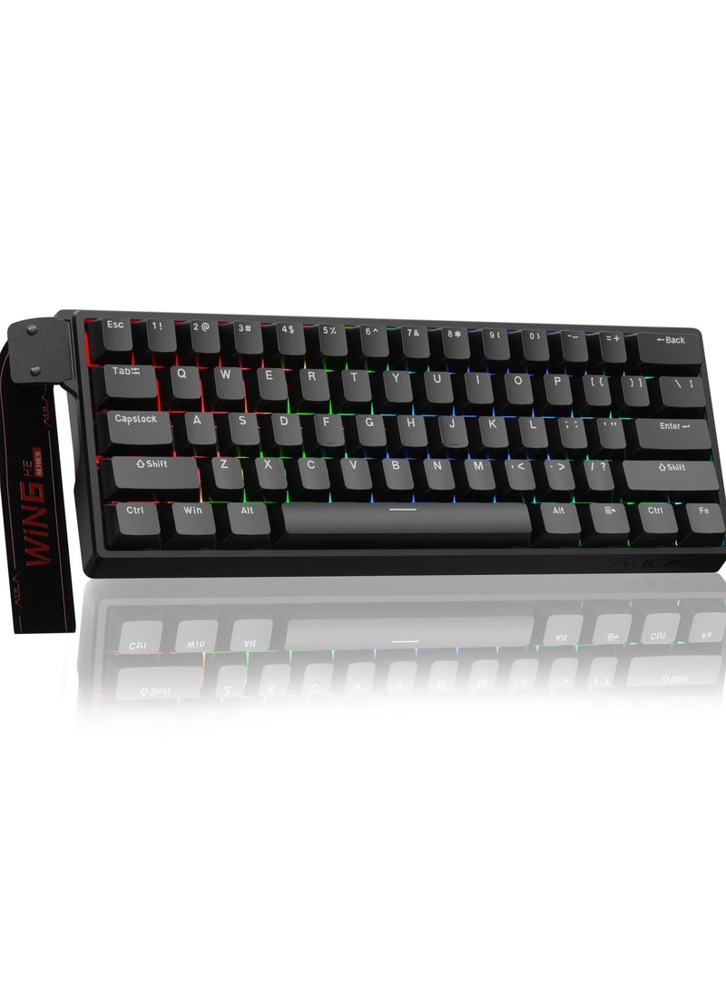 AULA AULA WIN60 HE Mechanical Gaming Keyboard Wired,Hall Effect Magnetic Switches,Adjustable Actuation Rapid Trigger,8K Polling Rate,RGB Backlight,60% Percent Keyboard for Mac/Win (BLACK)  - Image 1