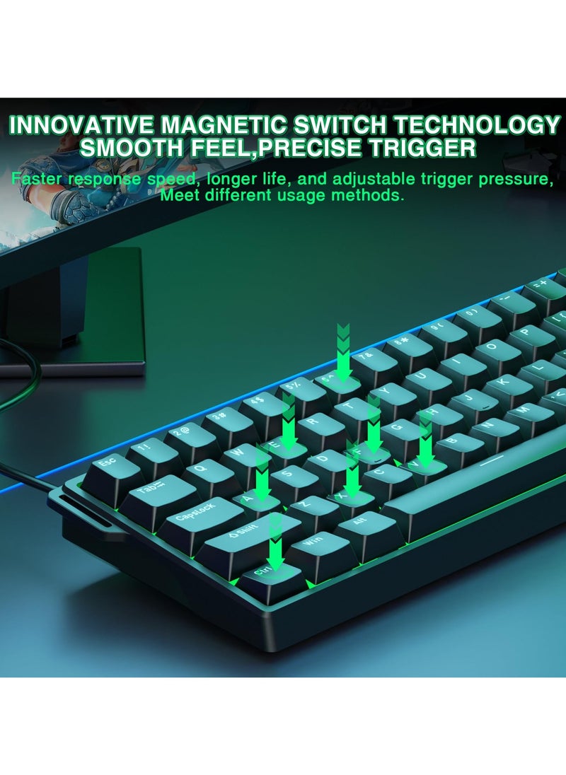 AULA AULA WIN60 HE Mechanical Gaming Keyboard Wired,Hall Effect Magnetic Switches,Adjustable Actuation Rapid Trigger,8K Polling Rate,RGB Backlight,60% Percent Keyboard for Mac/Win (BLACK)  - Image 2
