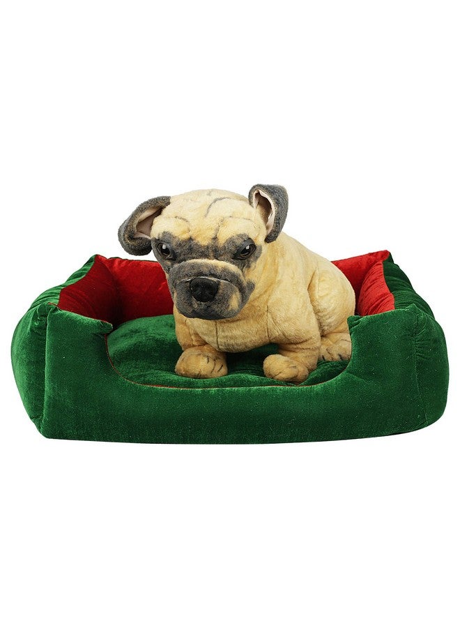 SRI Velvet Rectangle Shape Cat Bed & Puppy For Dog Bed (S, Green & Red) - Image 4