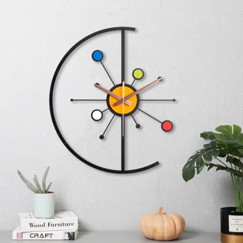 Nubilous Large World Map Wall Clock, Metal Minimalist Modern Clock, Round Silent Non-Ticking Battery Operated Wall Clocks for Living Room/Home/Kitchen/Bedroom/Office/School Decor (Black(ST-38), 40CM) - Image 1