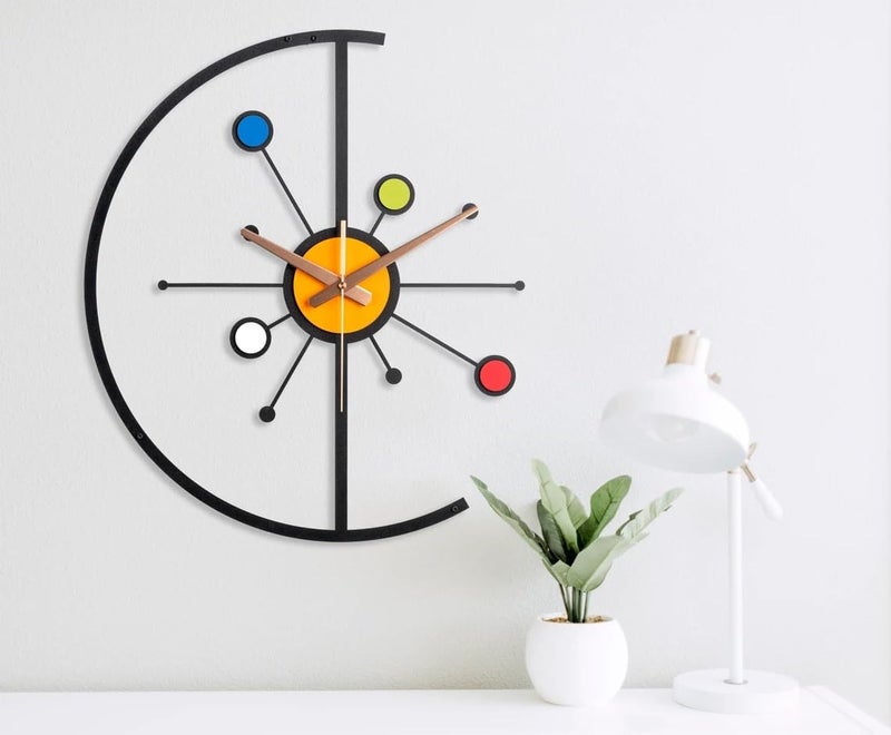 Nubilous Large World Map Wall Clock, Metal Minimalist Modern Clock, Round Silent Non-Ticking Battery Operated Wall Clocks for Living Room/Home/Kitchen/Bedroom/Office/School Decor (Black(ST-38), 40CM) - Image 2