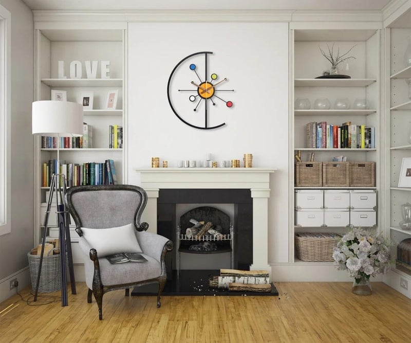 Nubilous Large World Map Wall Clock, Metal Minimalist Modern Clock, Round Silent Non-Ticking Battery Operated Wall Clocks for Living Room/Home/Kitchen/Bedroom/Office/School Decor (Black(ST-38), 40CM) - Image 3