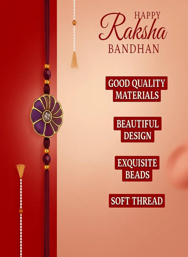 Sage Square Rakhi for Brother, Bhai with Roli Chawal | Raksha Bandhan | Designer Beads, Stones, Decorative Work | Stylish Handcrafted Rakhi Gifting for Sibling Festival Celebration (Type 33) - Image 4