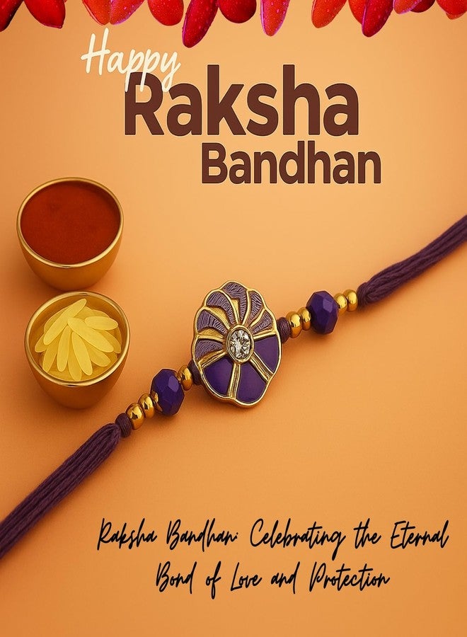 Sage Square Rakhi for Brother, Bhai with Roli Chawal | Raksha Bandhan | Designer Beads, Stones, Decorative Work | Stylish Handcrafted Rakhi Gifting for Sibling Festival Celebration (Type 33) - Image 2