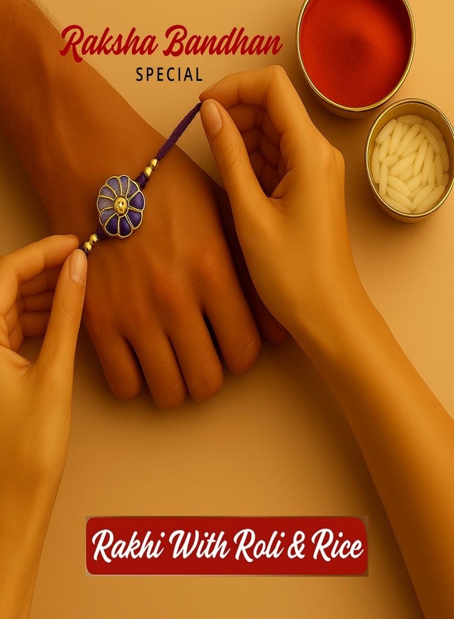 Sage Square Rakhi for Brother, Bhai with Roli Chawal | Raksha Bandhan | Designer Beads, Stones, Decorative Work | Stylish Handcrafted Rakhi Gifting for Sibling Festival Celebration (Type 33) - Image 3