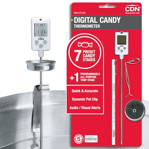 CDN Digital Candy Thermometer Long 8'' Stainless Steel Stem, Adjustable Pot Clip, Preset Candy Stages with Audio/Visual Alerts, Instant Read For Cooking, Deep Frying & Oil - DTC450 - Image 1