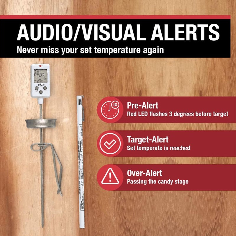 CDN Digital Candy Thermometer Long 8'' Stainless Steel Stem, Adjustable Pot Clip, Preset Candy Stages with Audio/Visual Alerts, Instant Read For Cooking, Deep Frying & Oil - DTC450 - Image 2
