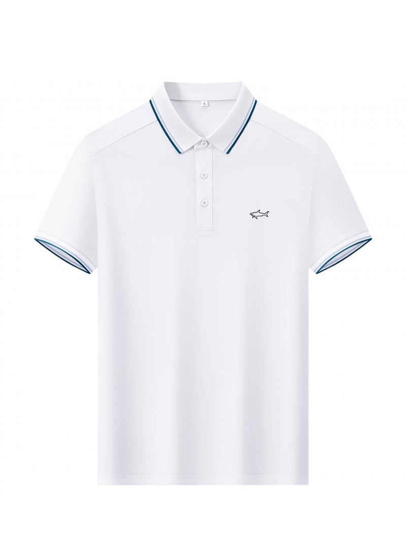 Paul & Shark Men Short Sleeve Casual Polo Shirt, Regular Fit For Daily Office Wear - White - Image 2
