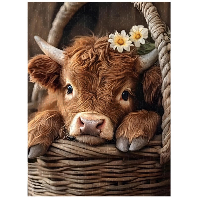 Artinhand Great Jigsaw Puzzles for Adults 500 Pieces Highland Cow Wooden Challenging Puzzles Gift for Friends Family Home Decoration Puzzle - Image 3