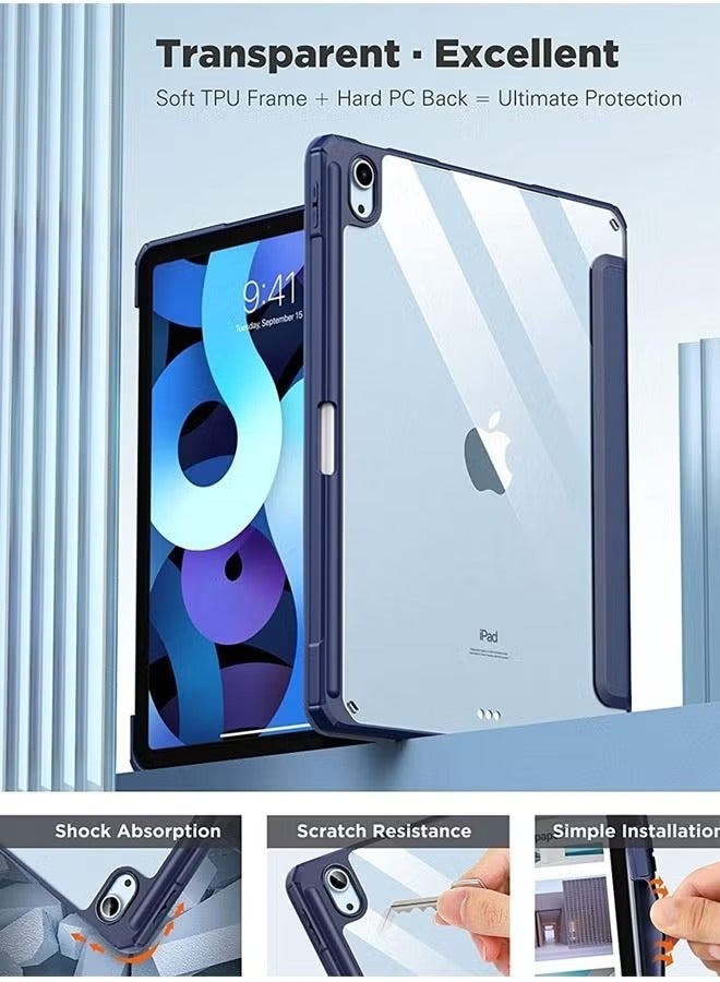 URBBKING Case for New iPad 10th Generation 10.9 Inch 2022 / iPad 11th Generation 2025 - Shockproof Cover with Clear Transparent Back Shell with Pencil Holder, Auto Sleep/Wake Cover - Image 4