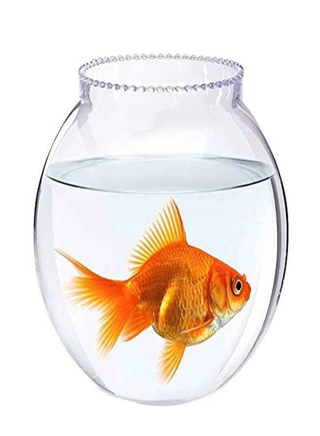 Virya Round Crystal Clear Transparent Zig Zag Neck Bowl Aquarium,Fish Bowl,Glass Vase for Home/Office Decoration (6 inches) - Image 3