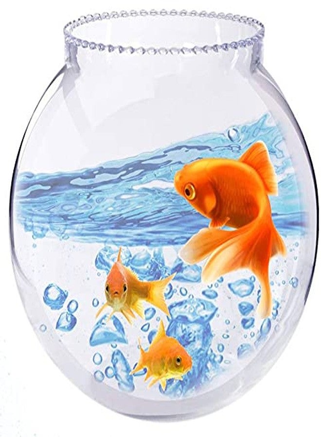 Virya Round Crystal Clear Transparent Zig Zag Neck Bowl Aquarium,Fish Bowl,Glass Vase for Home/Office Decoration (6 inches) - Image 1