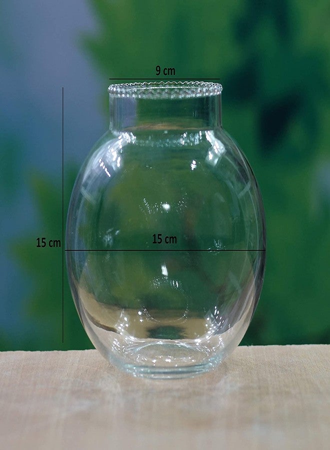 Virya Round Crystal Clear Transparent Zig Zag Neck Bowl Aquarium,Fish Bowl,Glass Vase for Home/Office Decoration (6 inches) - Image 5