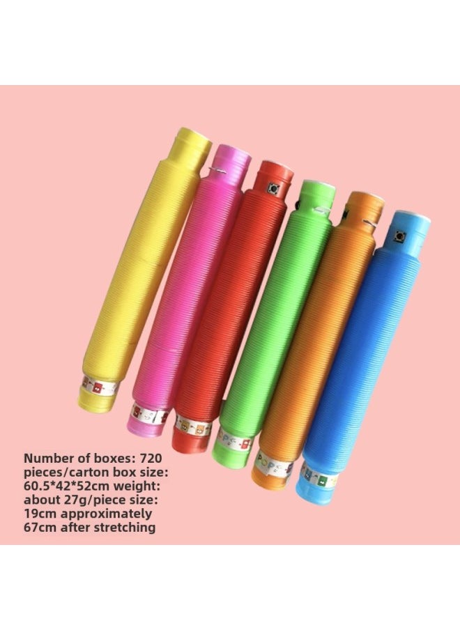 Generic - Flash Bellows Vent Decompression LED Water Pipe Pop Tube Decompression Luminous Telescopic Tube Toys-Color:Color Luminous Water Pipe Mixed Hair - Image 1