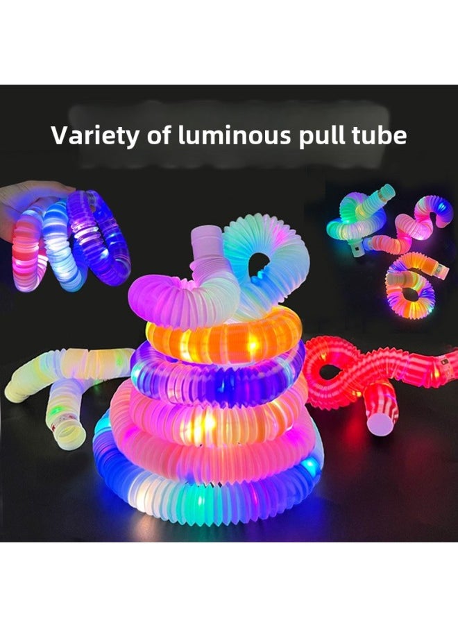 Generic - Flash Bellows Vent Decompression LED Water Pipe Pop Tube Decompression Luminous Telescopic Tube Toys-Color:Color Luminous Water Pipe Mixed Hair - Image 1