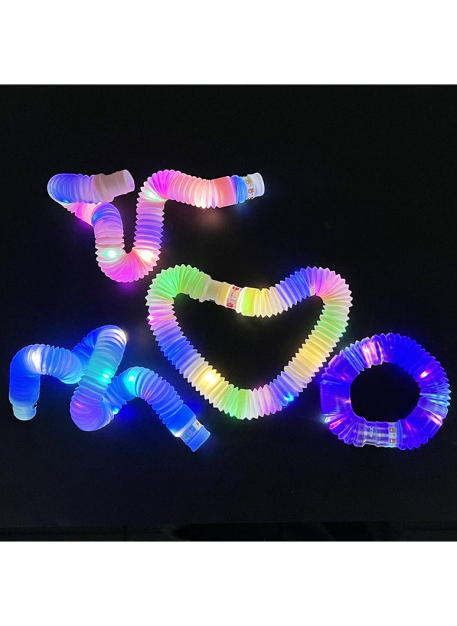 Generic - Flash Bellows Vent Decompression LED Water Pipe Pop Tube Decompression Luminous Telescopic Tube Toys-Color:Color Luminous Water Pipe Mixed Hair - Image 1