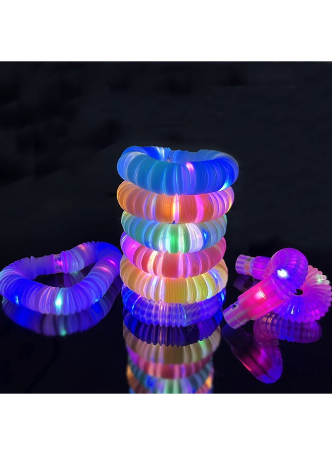 Generic - Flash Bellows Vent Decompression LED Water Pipe Pop Tube Decompression Luminous Telescopic Tube Toys-Color:Color Luminous Water Pipe Mixed Hair - Image 1