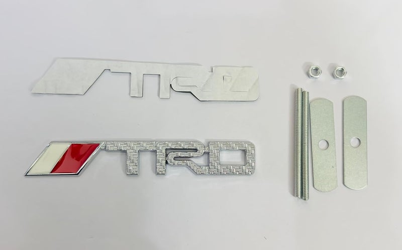 AUTO MT Car Bike Laptop Metal Logo Car Emblem & Grill Met.al Lo.go for Carr 3D Badge Auto Racing Universal Sport Sticker Grand Tourer Decal. (Long New Silver Grill TRD,Logo) - Image 2