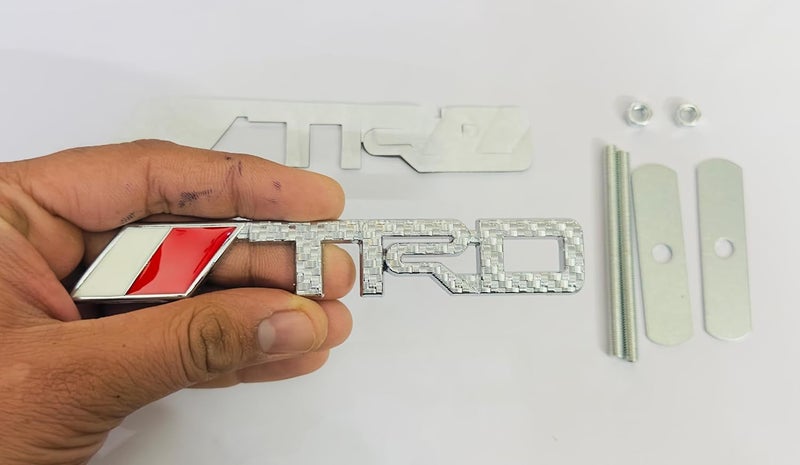 AUTO MT Car Bike Laptop Metal Logo Car Emblem & Grill Met.al Lo.go for Carr 3D Badge Auto Racing Universal Sport Sticker Grand Tourer Decal. (Long New Silver Grill TRD,Logo) - Image 3