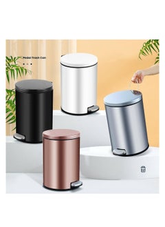 CityRiya-Long Stainless Steel Pedal Bin, Smudge Resistant Trash Can with Foot Pedal and Soft-Close Lid Round, Hands Free Garbage Bin for Kitchen Living Room Bathroom Office and Hotel (Black, 12L)  - Image 3