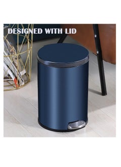 CityRiya-Long Stainless Steel Pedal Bin, Smudge Resistant Trash Can with Foot Pedal and Soft-Close Lid Round, Hands Free Garbage Bin for Kitchen Living Room Bathroom Office and Hotel (Black, 12L)  - Image 4