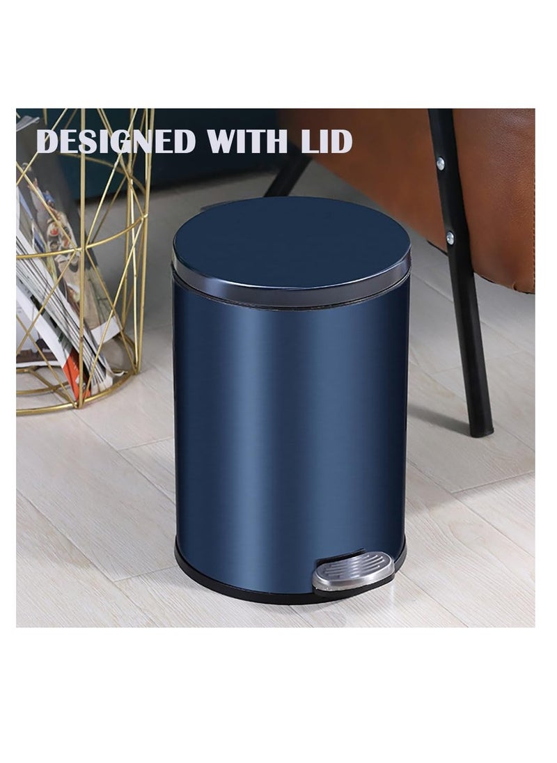 CityRiya-Long Stainless Steel Pedal Bin, Smudge Resistant Trash Can with Foot Pedal and Soft-Close Lid Round, Hands Free Garbage Bin for Kitchen Living Room Bathroom Office and Hotel (Black, 12L)  - Image 4