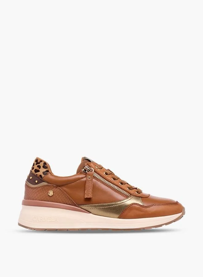 Women Panelled Leather Lace-Up Ankle Sneakers