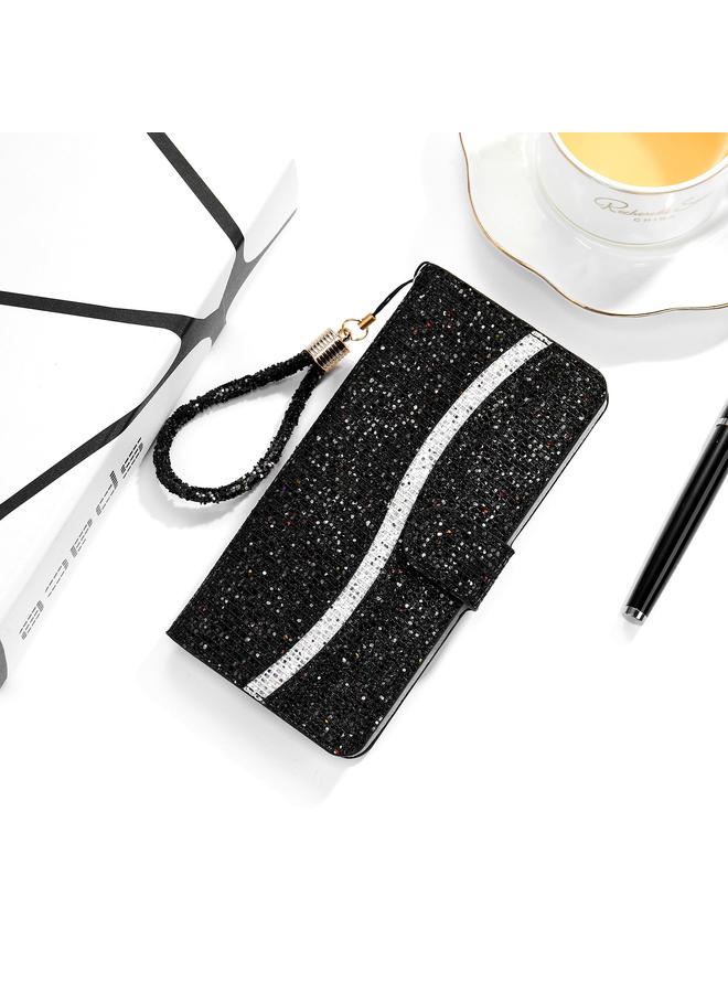 اس-توب جراب لهاتف iPhone 13 mini من الجلد اللامع مع فتحات للبطاقات وحامل وحبل - Image 1