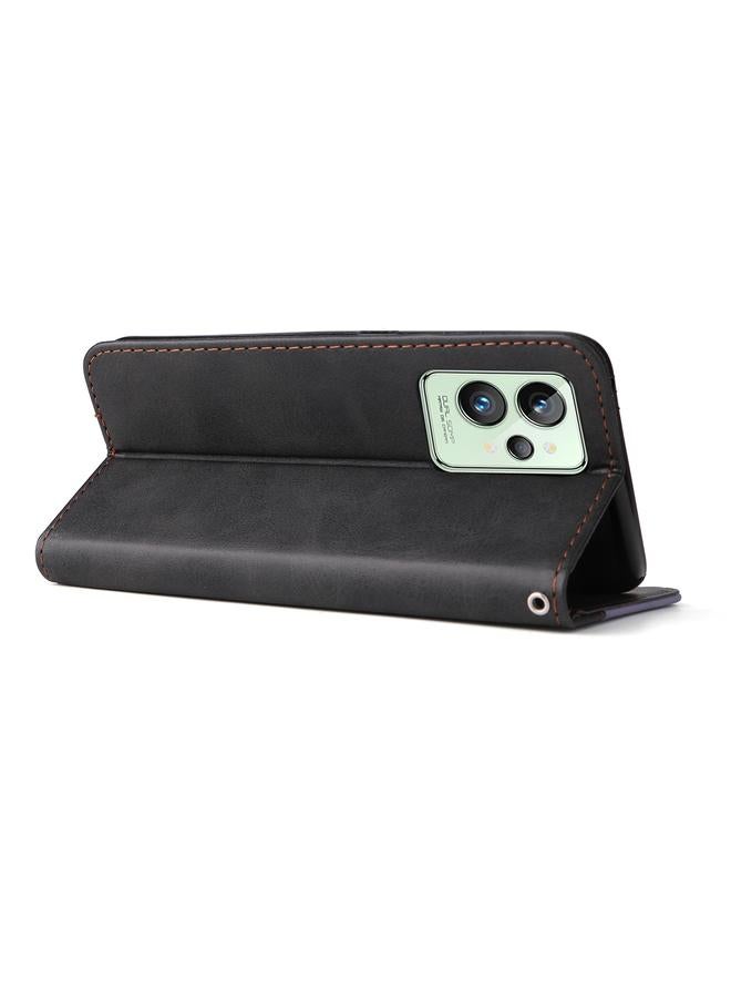 اس-توب جراب لهاتف OPPO Realme GT2 Pro مصنوع من جلد البولي يوريثان بلون مخيط - Image 4